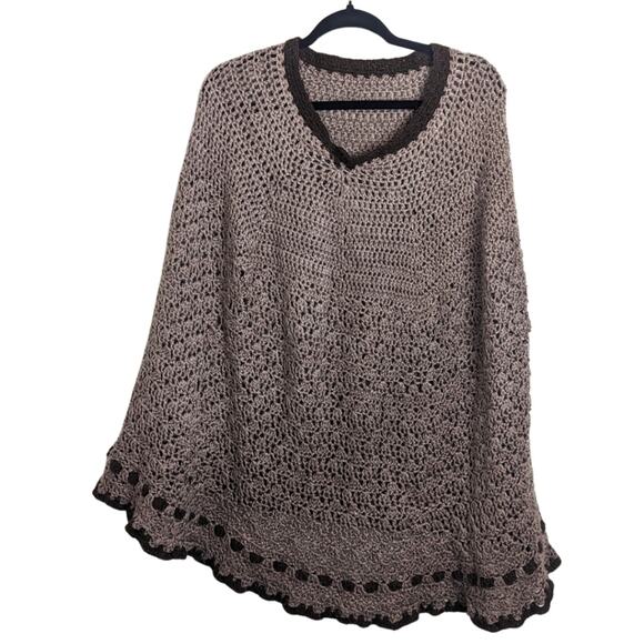 Vintage Granola Girl Goblincore Soft Open Knit Long Poncho Medium - Picture 1 of 8